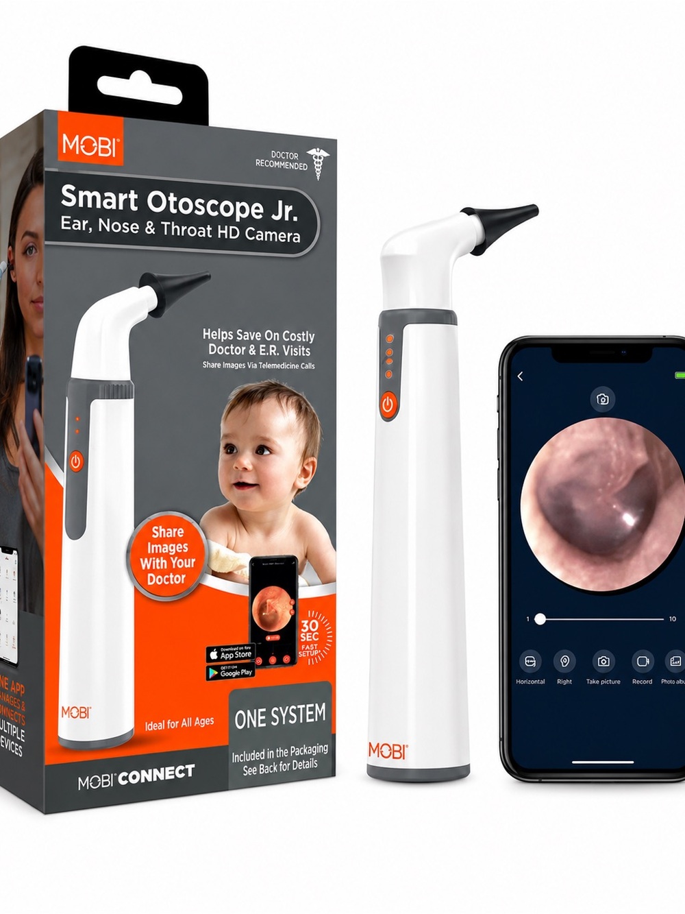 Smart Otoscope Jr. Ear Nose & Throat HD Camera - White